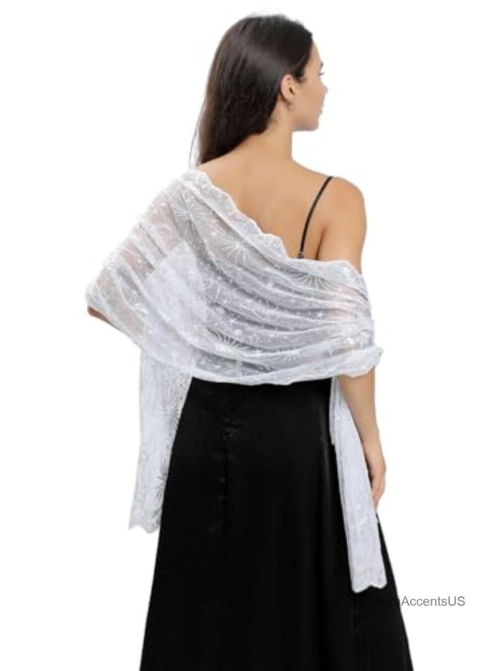 Sequin Fringed Evening Wrap Shawl Vintage Bridal Cape